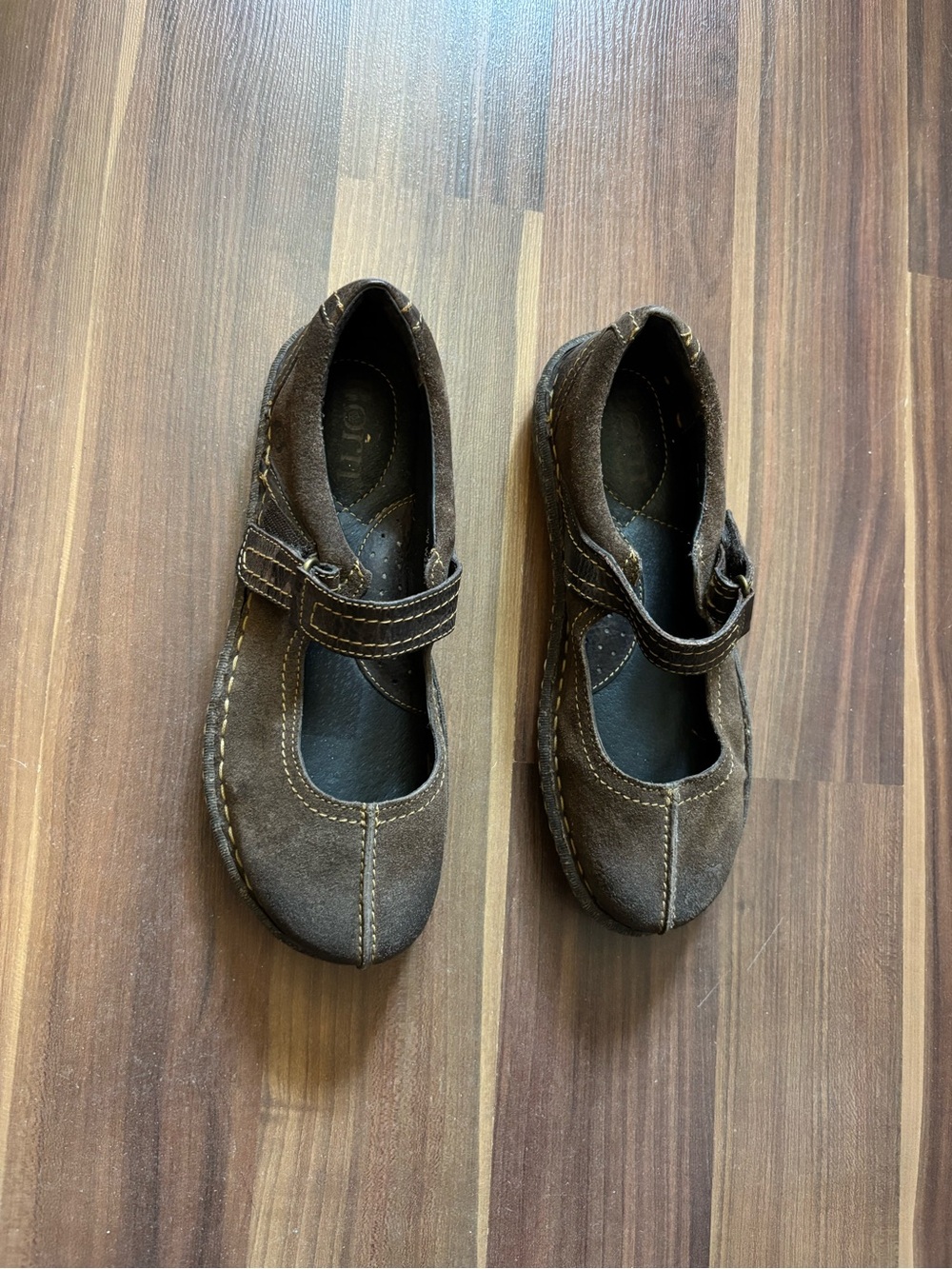 Born Brown Suede Mary Jane Flats with Strap